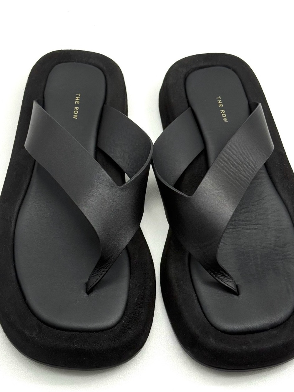 The Row Black Leather Crossover Women's Sandals